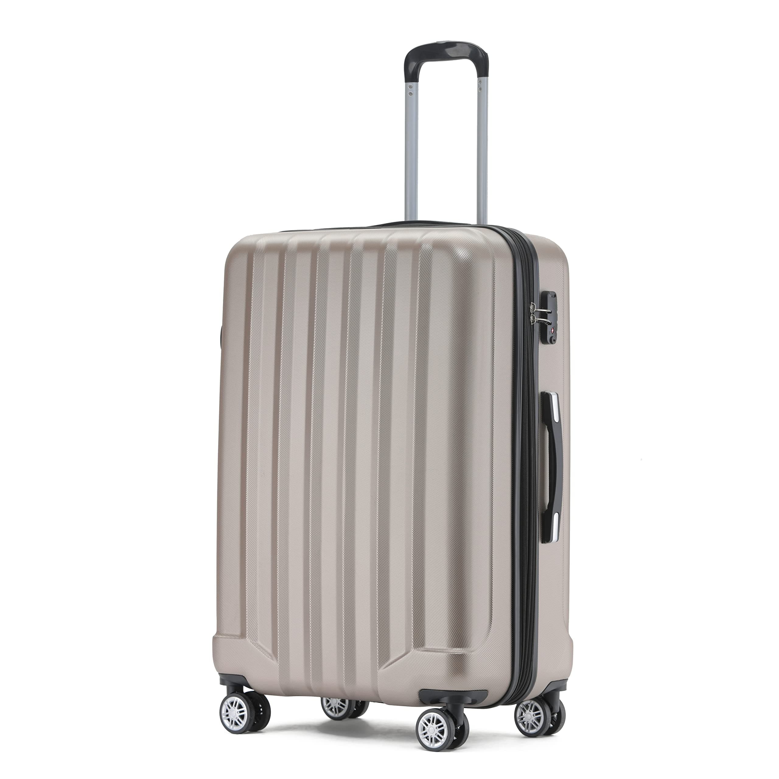 BEIBYE TSA-Schloß 2080 Gepäck Zwillingsrollen Reisekoffer Koffer Trolley Hartschale Dehnungsfuge (Champagner, XL)
