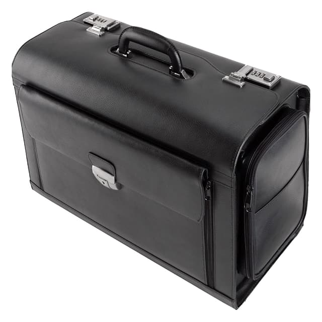 Alassio 45057 - Pilotenkoffer VERONA, aus hochwertigem Leder, ca. 49 x 35 x 24 cm, schwarz
