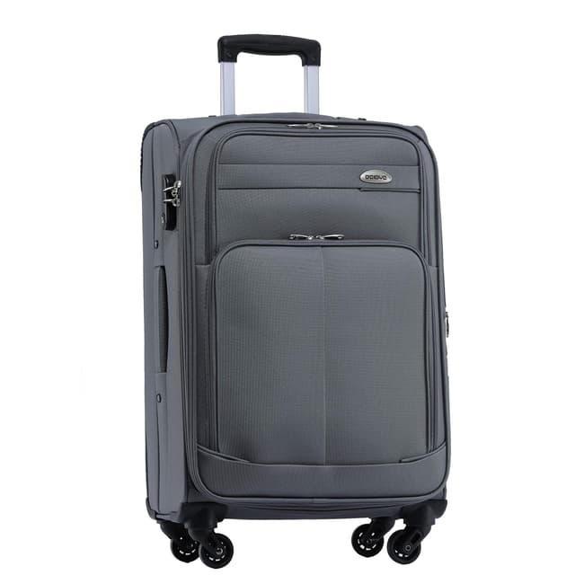 BEIBYE Leichter Stoffkoffer Kofferset Trolley Außentaschen Dehungsfuge mehr Stauraum mit Zahlenschloss (Grau, XL-Großer Koffer-74cm) Grau XL-Großer Koffer-74cm