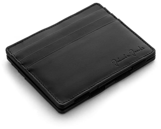 Jaimie Jacobs Flap Boy Slim ohne Münzfach Magic Wallet integrierter RFID Schutz Magischer Geldbeutel Echtleder (Schwarz)