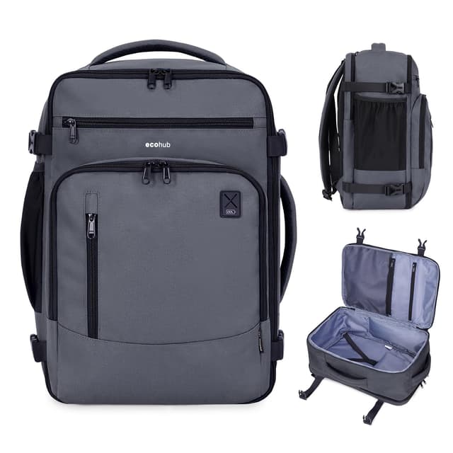 ECOHUB Rucksack 40x20x25 für Ryanair Flugzeug Reiserucksack Handgepäck Gepäck Laptop Daypacks PET-Recycelte Backpack Wasserdichter Unter Sitzplatz 20L Damen Klein,Patentiert(Grau)