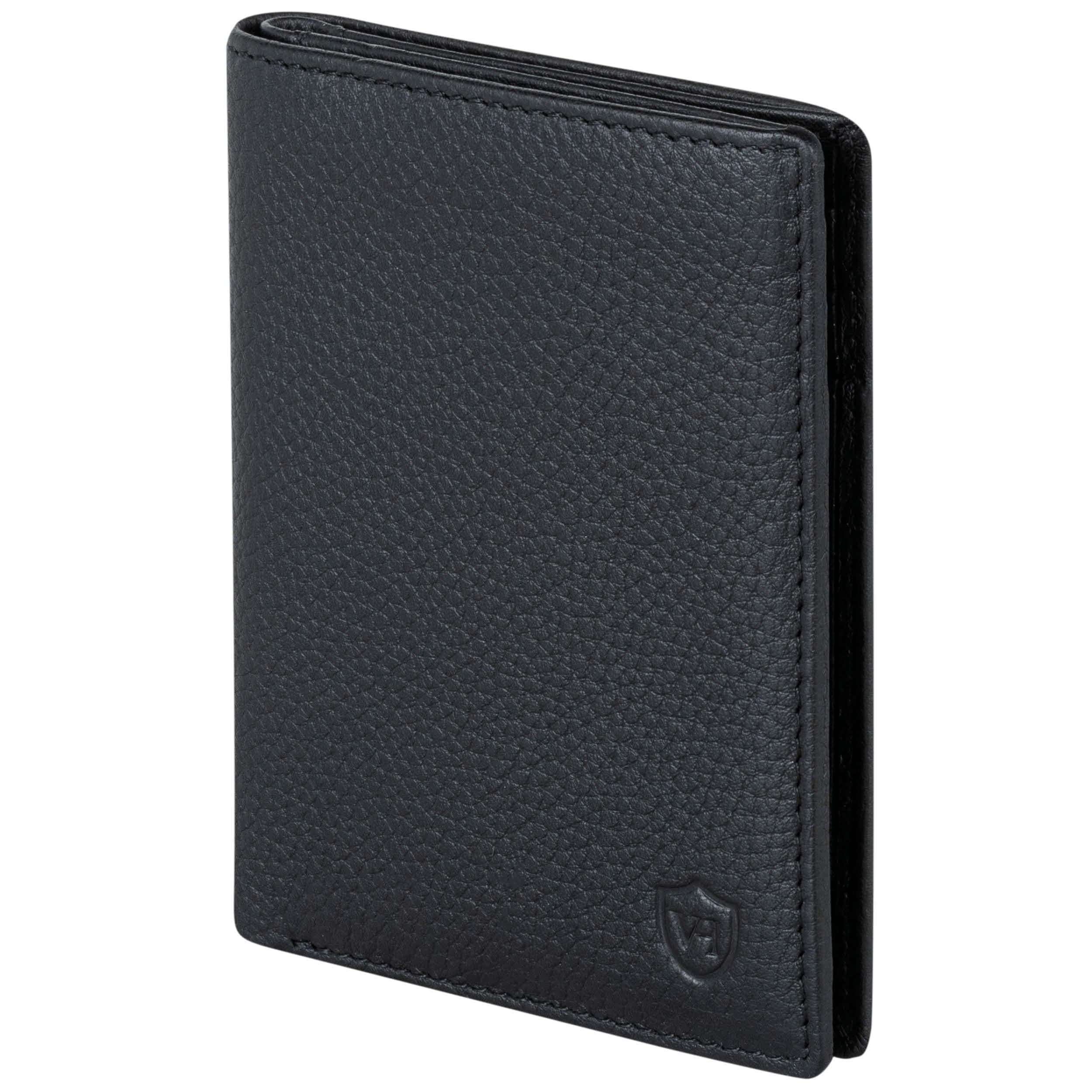 VON HEESEN® Leder Geldbörse Herren mit Münzfach & RFID Schutz I Echtleder Geldbeutel für Männer & Damen I Portemonnaie Brieftasche Wallet Portmonee (Schwarz)