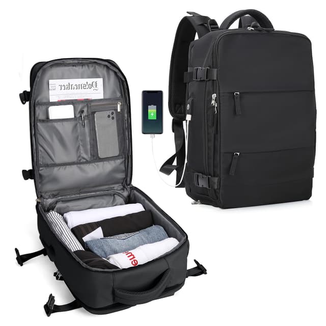 SZLX Großer Reiserucksack Damen,Vakuum Rucksack mit Pumpe Ryanair Handgepäck 40x30x20 Herren,Wasserdichter Outdoor-Sportrucksack Lässiger Tagesrucksack Fit 14 Zoll Laptop mit Schuhfach und Laptopfach
