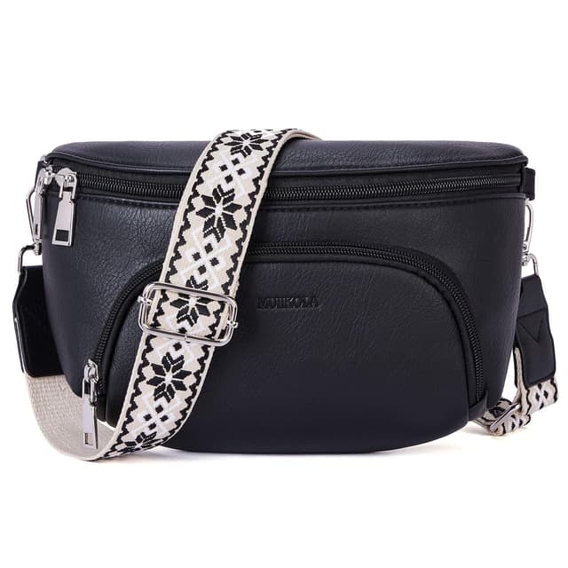 MUIIKOLA Kleine Damen Umhängetaschen, Bauchtasche Damen Crossbody Bag Damen Veganes Leder Crossbody Bag Damen,RFID Blockierung Kartenschlitz Brusttasche mit Verstellbar Abnehmbar Breiter Gurt