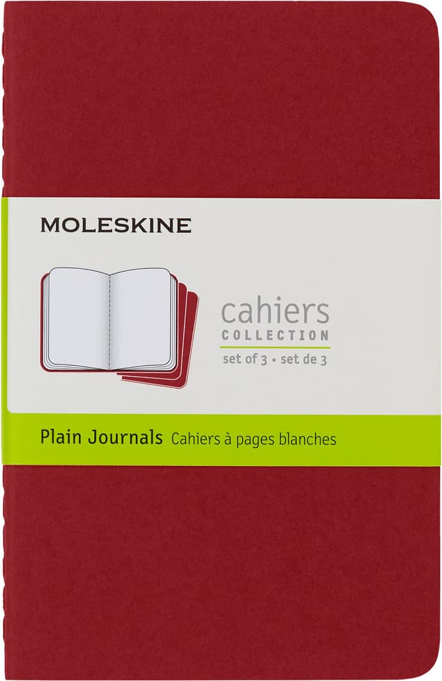 Moleskine Cahier Notizhefte (blanko, Pocket, Kartoneinband) 3-er-Set preiselbeerrot Blanko Pocket/A6 Preiselbeerrot
