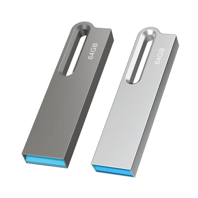 JOIOT 2 Stück USB Sticks 64GB 3.0 Stick Flash Drive 64GB USB Speicherstick High Speed Wasserdichtes Memory für IOS Android Linux Pad Laptop Silber/Schwarz 64GB*2 Schwarz+Silber