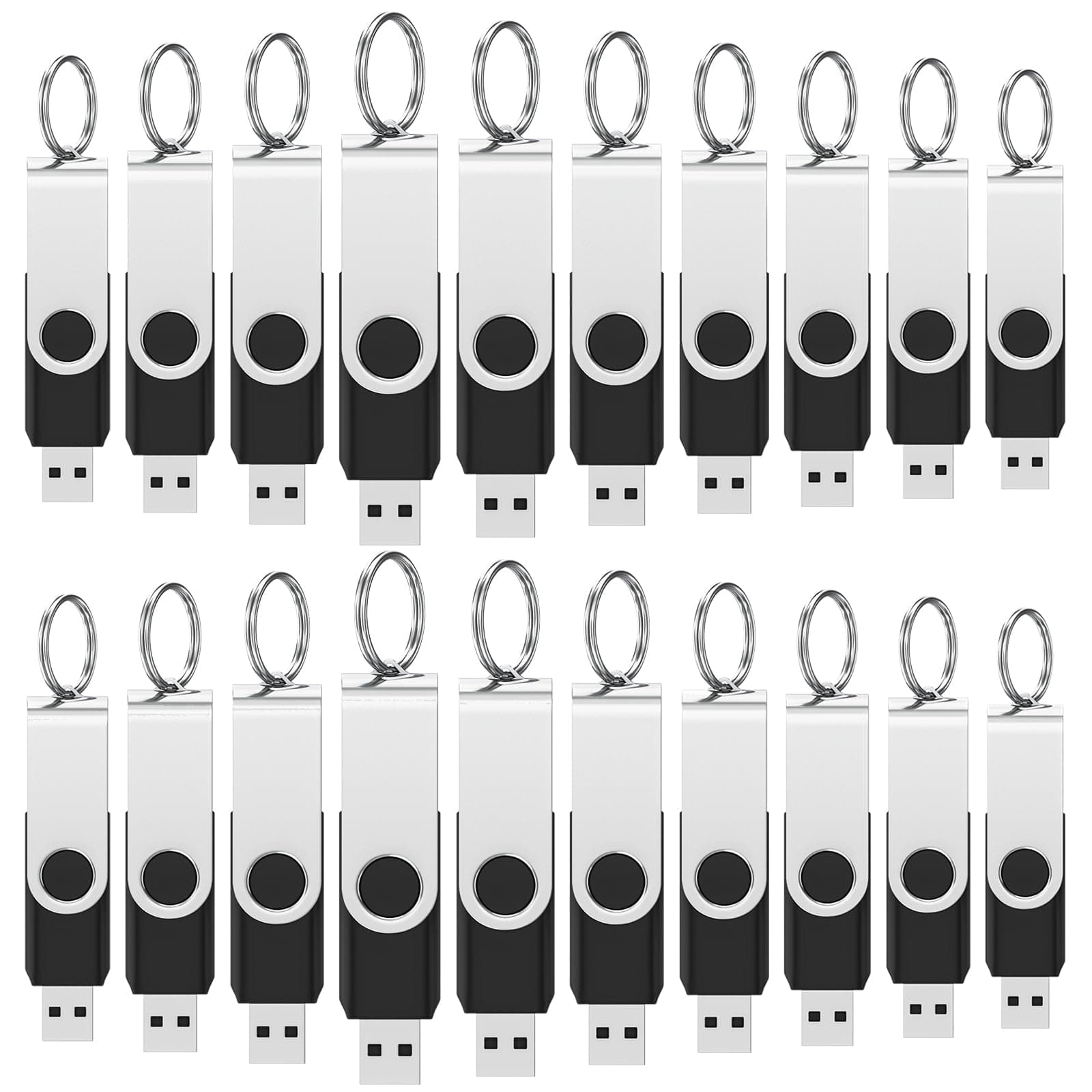 USB Stick 1GB 100 Stück, WOOOLKEN USB 2.0 Speicherstick Memory-Stick 100er Pack 1GB Pendrives(schwarz) 1GB 100 Stück-Schwarz