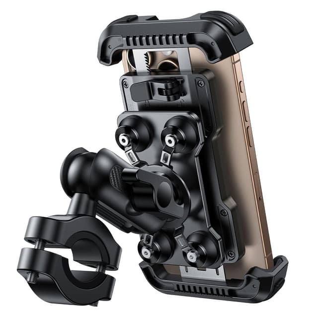 Lamicall Motorrad Handyhalterung Fahrrad Handyhalter - [720° Drehbarer Metall-Arm] Doppelte Vibrationsgedämpft Handy Halterung Motorrad, Diebstahlsicher Lenker Motorradhalterung für iPhone 16/15/14/13 Schwarz