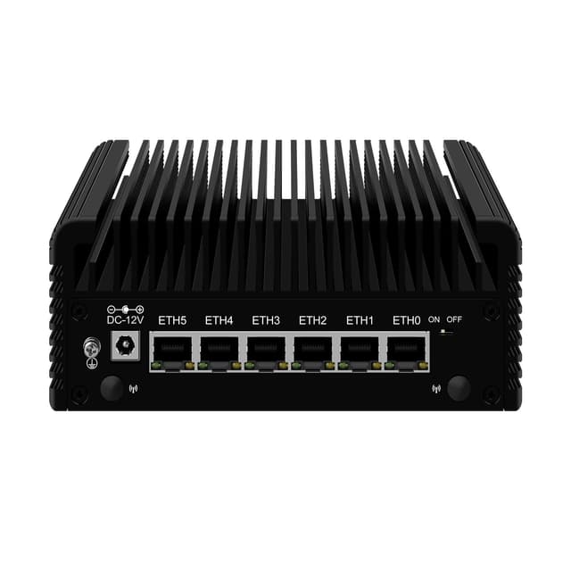 ROUAFWIT Micro Firewall N100 12TH Gen Fanless Mini PC, DDR5 8GB RAM 128GB SSD Router Appliance Computer, Support OS, OPNsense, 6 x 2.5Gbe i226-V Ethernet, TF, Type C, AES-NI DDR5 8G RAM 128G SSD N100-6L