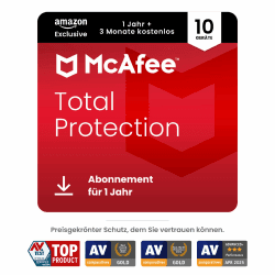 McAfee Total Protection (10 Geräte) 2025 | 15 Monate | Secure VPN, Sicherheitssoftware mit Virenschutz, Kennwort-Manager, Identitätsüberwachung | Digitaler download Activation code via email 15 Monate 10 Geräte Angebot bei HelloDeals