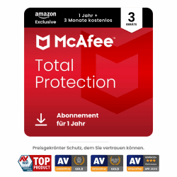 McAfee Total Protection (3 Geräte) 2025 | 15 Monate | Secure VPN, Sicherheitssoftware mit Virenschutz, Kennwort-Manager, Identitätsüberwachung | Digitaler download Activation code via email 15 Monate (3 Free) 3 Geräte Angebot bei HelloDeals