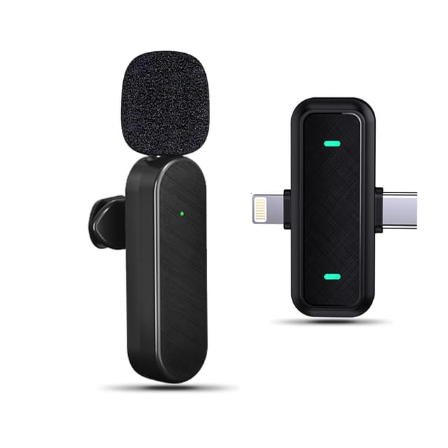 Bayanbulu Kabelloses Lavalier-Mikrofon für iPhone, iPad, Android-Handy, Mini-Mikrofon für Videoaufnahmen, TikTok, Vlog, YouTube, Rauschunterdrückung, Plug-Play Clip on Microphone (1er-Pack) Black-H16-1pc