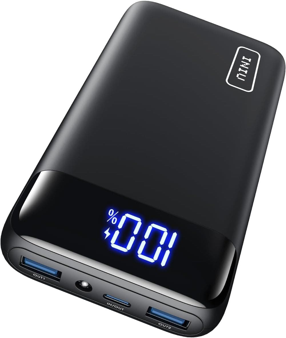 INIU Power Bank, 20000mAh 22.5W Klein Schnellladefunktion Powerbank 1 USB-C, 2 USB-A Mini Externe Handyakkus LED Display, Akkupack für iPhone 16 15 14 13 Xiaomi Samsung iPad Travel Camping Outdoor Klassische Größe Schwarz