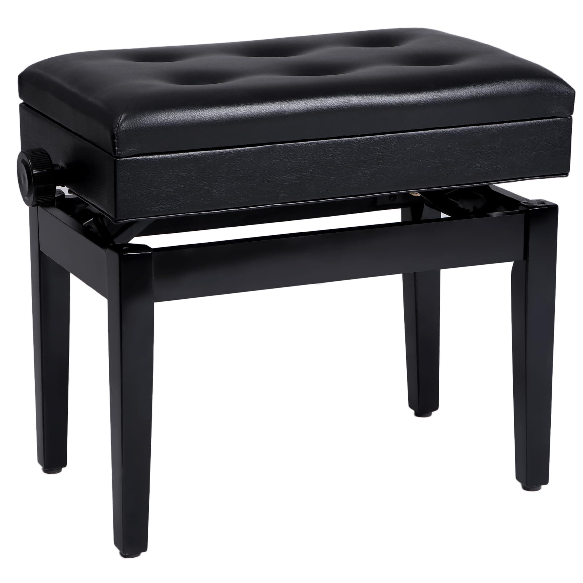 SONGMICS Klavierhocker höhenverstellbar, mit verstecktem Stauraum, Klavierbank, Hocker gepolstert, Sitzhocker, Sitzbank, 56,2 x 34 x (47-55) cm, schwarz LPB57H