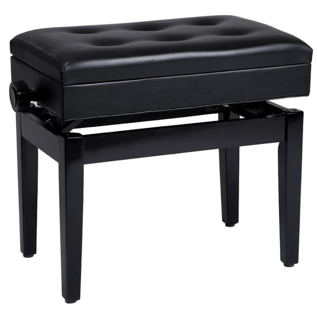 SONGMICS Klavierhocker höhenverstellbar, mit verstecktem Stauraum, Klavierbank, Hocker gepolstert, Sitzhocker, Sitzbank, 56,2 x 34 x (47-55) cm, schwarz LPB57H
