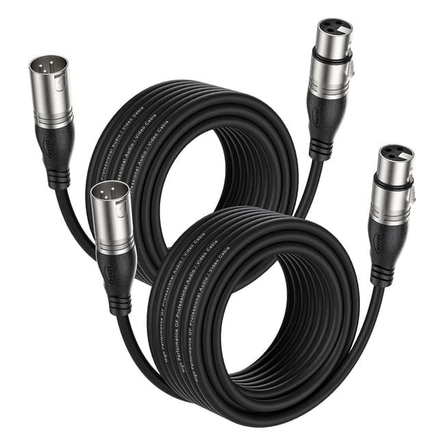 EBXYA DMX-XLR-Kabel + XLR-Mikrofonkabel 2er-Pack – 10m/30ft symmetrisches 3-poliges Audiokabel mit Stecker auf Buchse (Professionelles Patchkabel) 10M 2Pack
