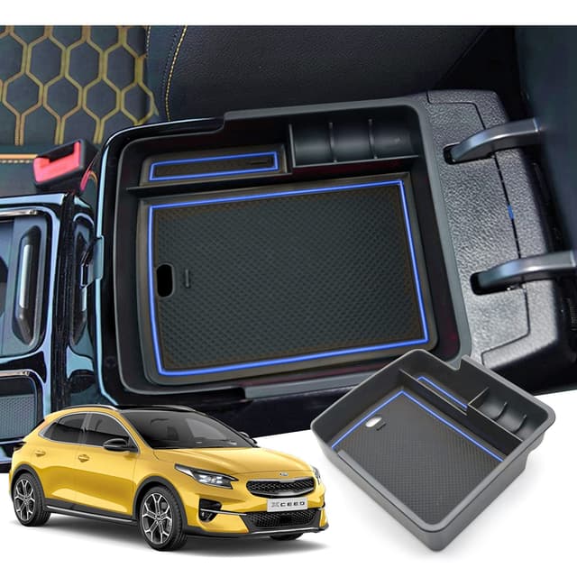 GAFAT 2018-2024 2025 Ki-a Ceed SW GT Proceed GT/XCeed GT Mittelkonsole Aufbewahrungsbox Armlehne Organizer Tray Mittelarmlehne Handschuhfach, Kompatibel mit Kia Ceed XCeed Zubehör Blau