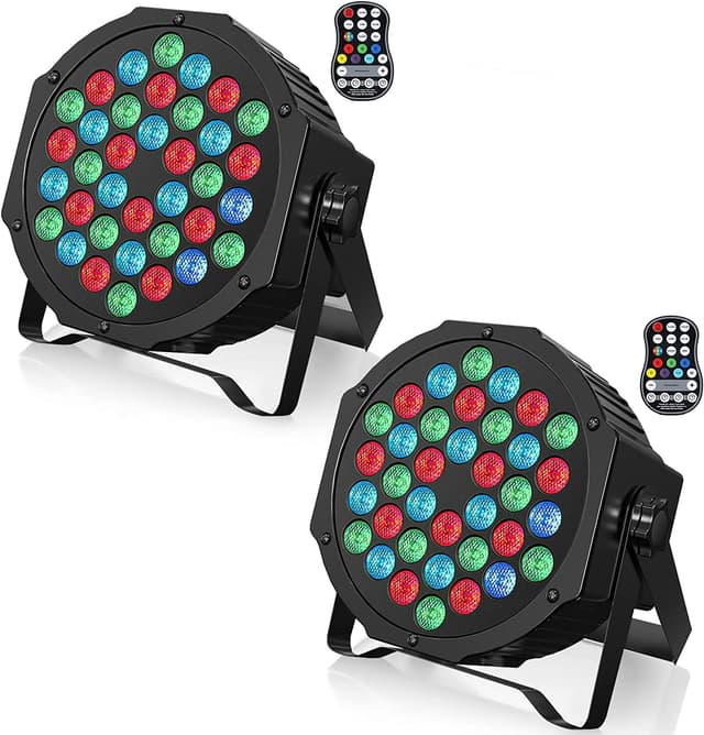 U`King 2 PCS RGB Bühnenlicht Akku, 36 LED Strahler Par Wiederaufladbare mit Fernbedienung und Timing, Akku Strahler Outdoor für Hochzeit DJ Disco Events Indoor Outdoor Tanzparty Kirche Live 2pcs