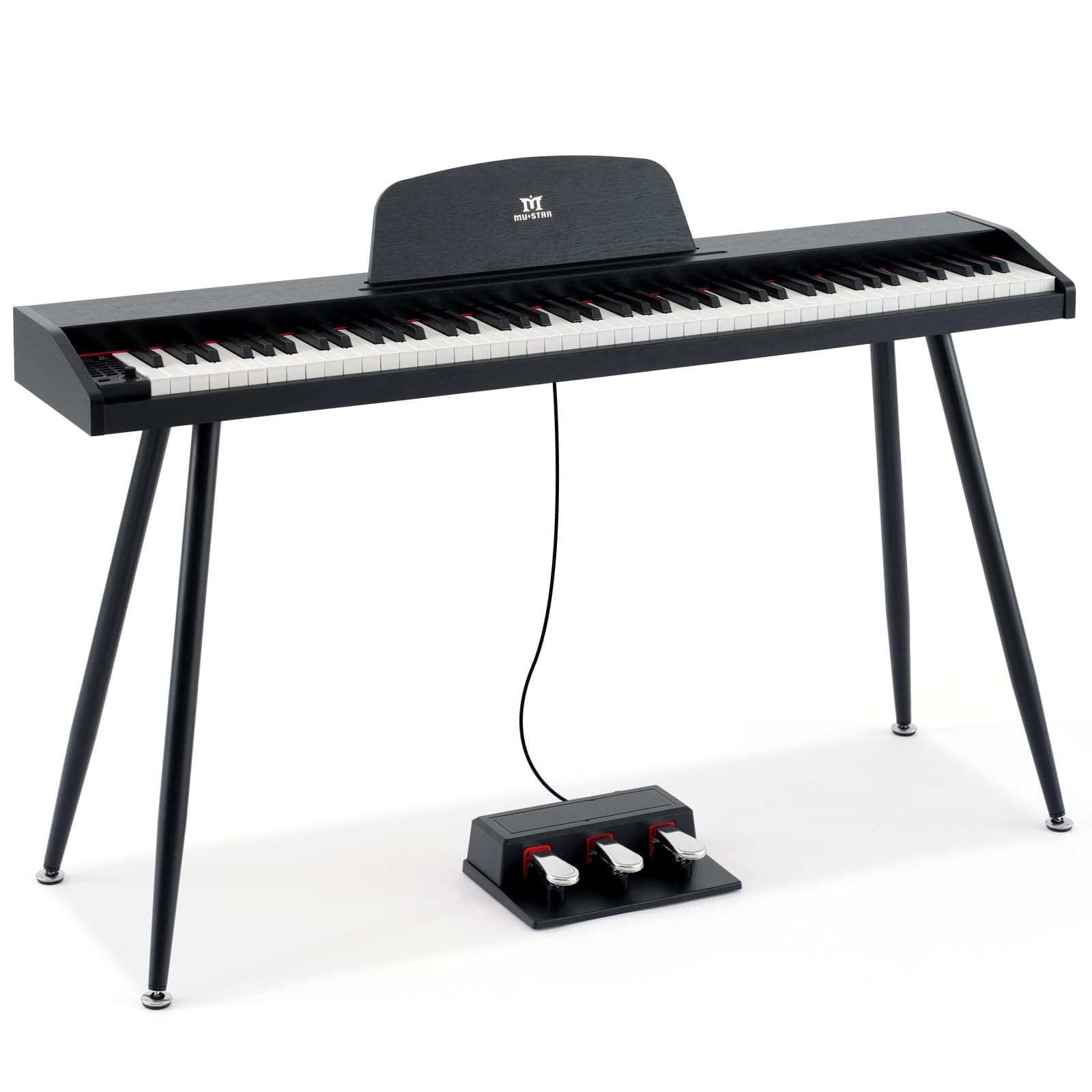 MUSTAR 88 Tasten Digital Piano für Anfänger, Keyboard Piano Volle Größe mit 3 Pedaleinheiten, Portable E-Piano, Home Digital Piano mit MIDI-USB und Ständer, Schwarz