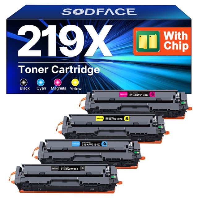219X W2190X 219A MFP 3302FDWG Toner Mit Chip Kompatibel für HP 219X 219A Toner für Color Laserjet Pro MFP 3302FDWG 3302SDWG 3302FDNG 3302FDW 3302SDW 3302FDN (Schwarz Cyan Gelb Magenta, 4er-Pack) 1 Schwarz, 1 Cyan, 1 Gelb, 1 Magenta*219X