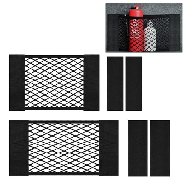 Gepäcknetz Auto 2 Stück Kofferraumnetz, Gepäcknetz Klettverschluss Kofferraum Netz, Klein Organizer Flexibel Kofferraum Organizer Klett für Universal-Auto (30x25cm+40x25cm)