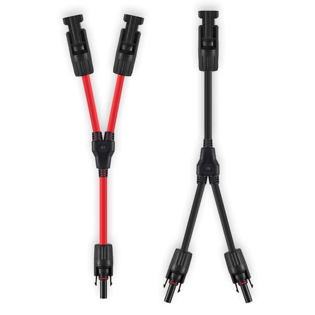 GENORTH 6 mm² Solarkabel Y Verteiler,1Y2 10AWG Solarpanel Y Stecker Solar Paar MMF und FFM,PV Y Kabel für Solaranlage Photovoltaik(Rot + Schwarz) 6mm² 1Y2 Solarkabel