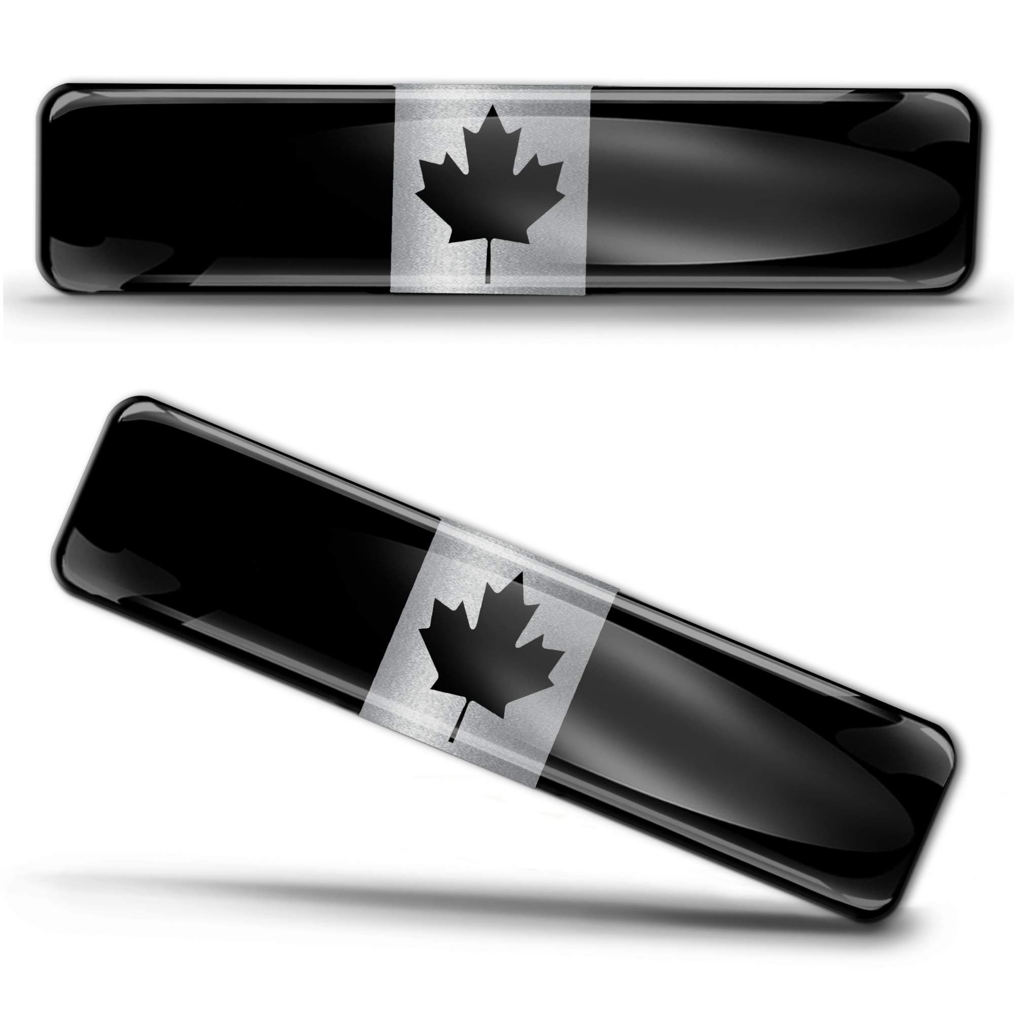 Biomar Labs® 2 x Aufkleber 3D Gel Silikon Stickers Schwarz Silber Ahornblatt Canada Kanadische Kanada Flagge Fahne Autoaufkleber F 134