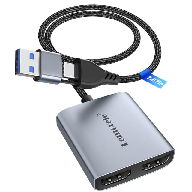 Lemorele Video Capture Card, HDMI auf USB A/C Capture Card, 1080P@60Hz HDMI Loop-Out Video Grabber für Gaming, Livestreaming, TikTok, YouTube, PS5/PS4, Kompatibel mit Windows Mac OS System usw. Gray