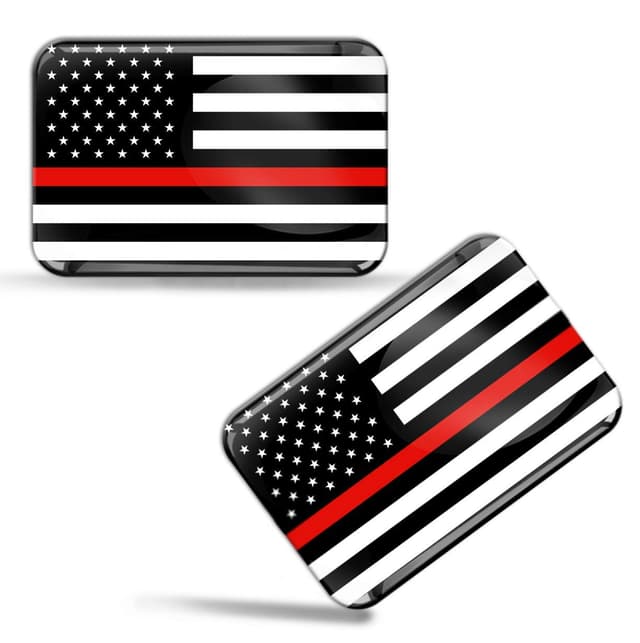 Biomar Labs® 2 x Aufkleber 3D Gel Silikon Stickers USA Amerika Thin Red Line Flag America Dünne Rote Linie Flagge Fahne Auto Motorrad Fahrrad Fenster Tür PC Handy Tablet Laptop F 45