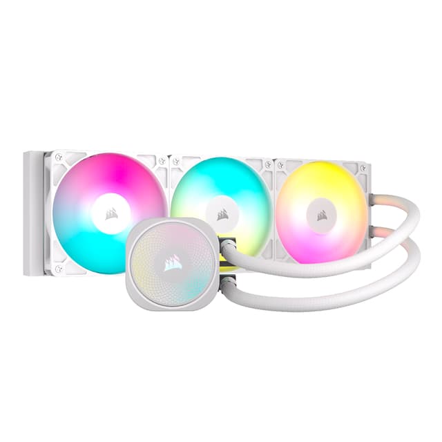 CORSAIR Nautilus 360 RS ARGB CPU-Flüssigkeitskühler – 360mm AIO – Geräuscharm – Direkter Mainboard-Anschluss – Intel LGA 1851/1700, AMD AM5/AM4 – 3X RS120 ARGB-Ventilatoren Inbegriffen – Weiß ARGB 360mm AIO Weiß