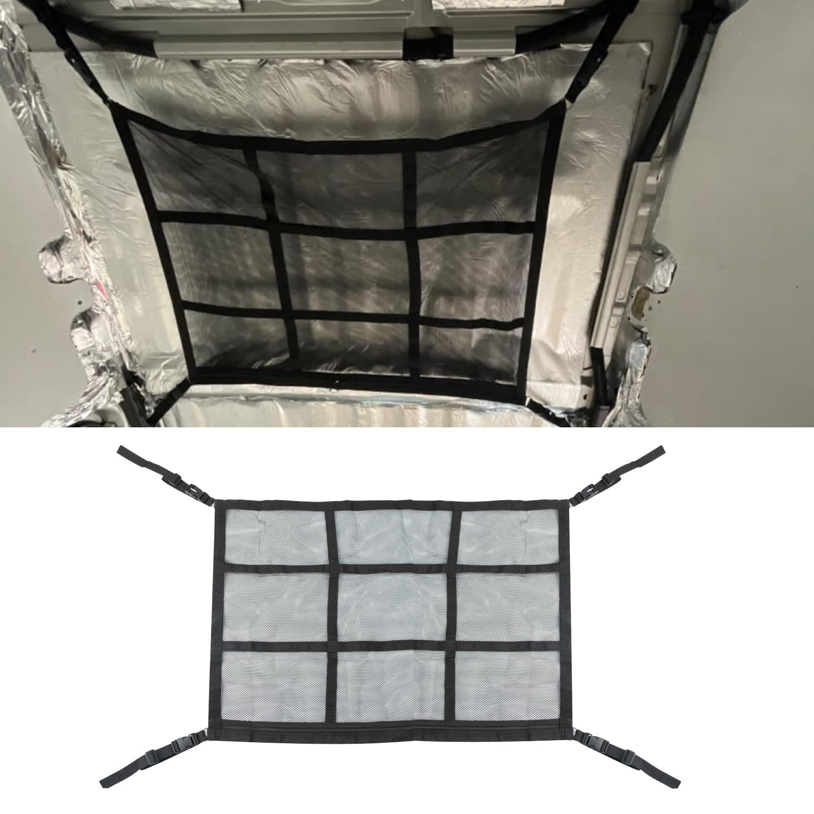 TAIANJI Gepäcknetz Auto, Dachhimmel Gepäcknetz Universal Autodach Wohnmobil Doppelschicht Autodach Aufbewahrung Autodecke für Vier Dach Armlehnen auf Autos, SUV, Van