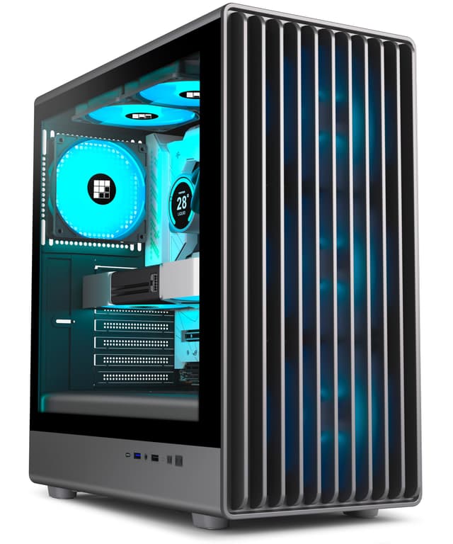 FOIFKIN K6 PC Gehäuse - Vorinstallierter 6 PWM ARGB-Lüfter（3X 140mm und 3X 120mm）, ATX Mid-Tower Gaming PC Gehäuse,mit Type-C (Schwarz, K6) K6 Schwarz