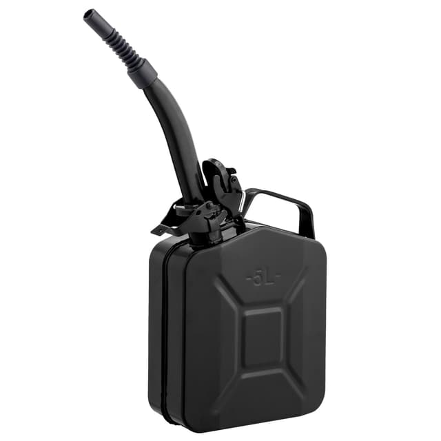 LEADZM Benzinkanister 5L Metall, Kanister Kraftstoffkanister mit Flexibler Ausgießer (Schwarz) Schwarz 5L