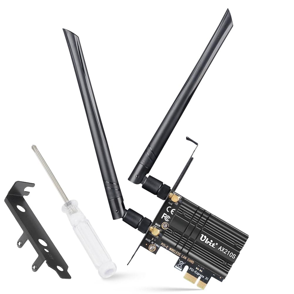 Ubit WLAN Karte, Intel Dreiband Bis zu 5400Mbit/s WLAN Karte mit Bluetooth 5.2 6GHz / 5GHz / 2.4GHz PCIe, MU-MIMO, OFDMA, Extrem Low Latency Unterstützung Win10 / 11 Intel-Chip | 5400Mbps+Bluetooth5.2(Mit Kühlkörper)