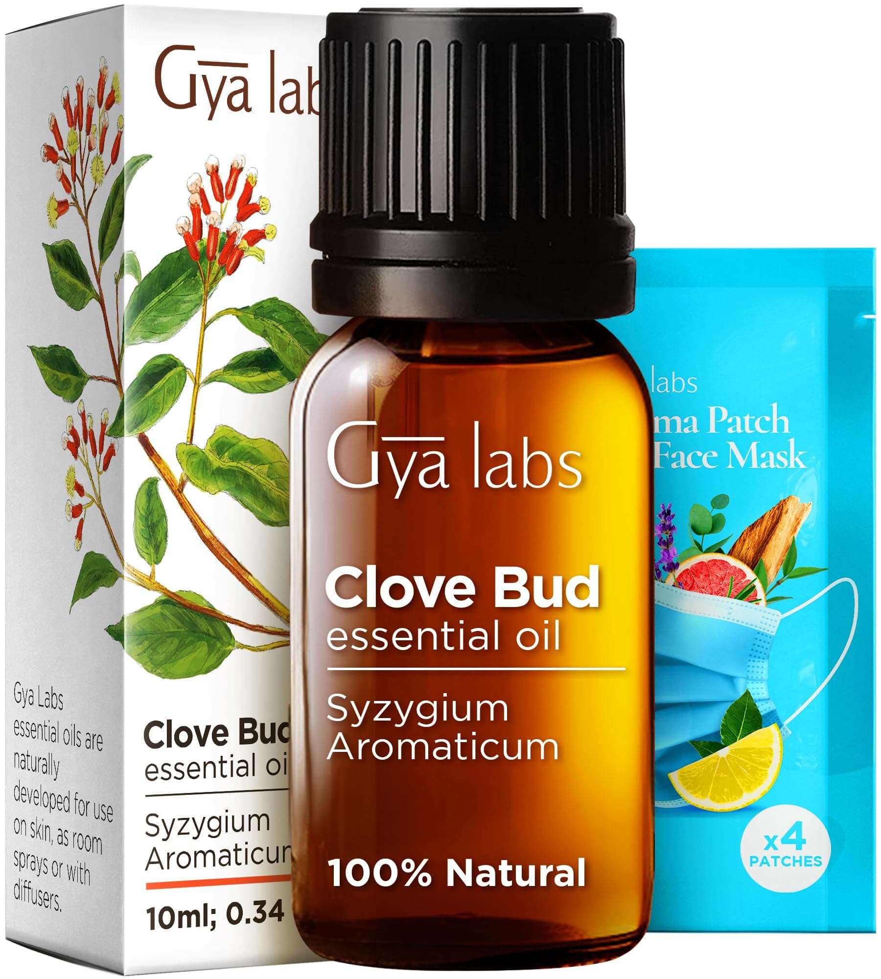 Gya Labs Nelkenöl - Natürlich für Mundpflege, Haare, Haut, Zähne & Zahnfleisch. Erdiger, würziger Duft. 100% natürlich (10 ml) Gewürznelke 10 ml (1er Pack)