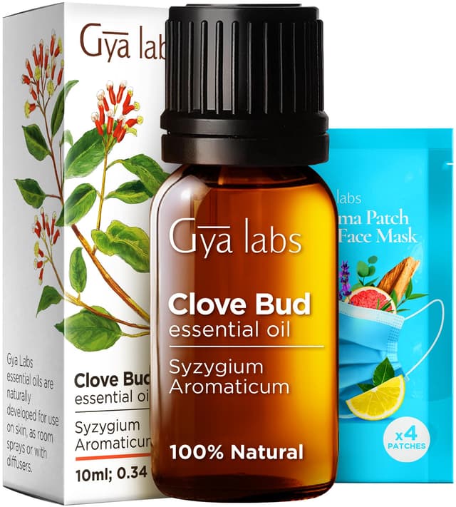 Gya Labs Nelkenöl - Natürlich für Mundpflege, Haare, Haut, Zähne & Zahnfleisch. Erdiger, würziger Duft. 100% natürlich (10 ml) Gewürznelke 10 ml (1er Pack)