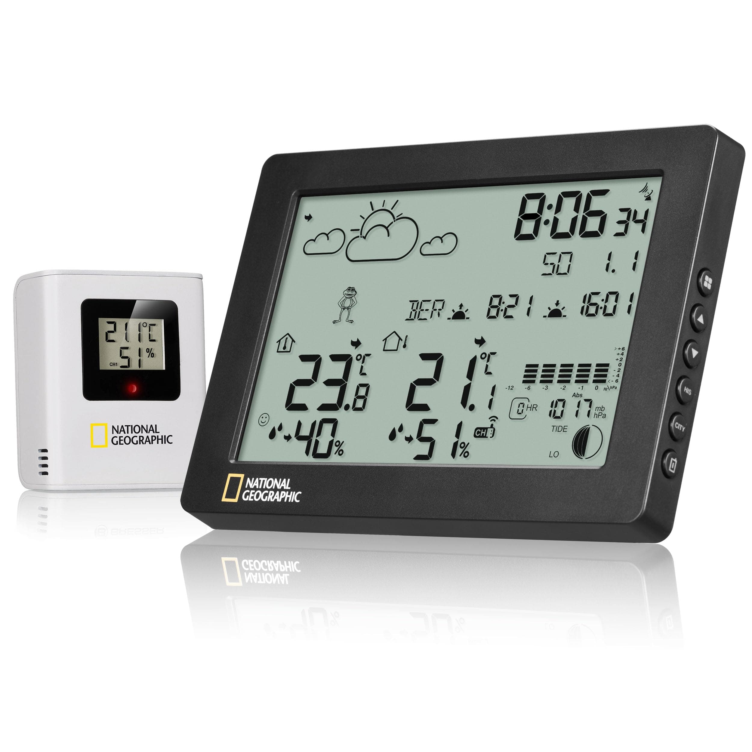 National Geographic BaroTemp HZ Wetterstation - Präzises Thermometer, Hygrometer & Barometer, mit Wettervorhersage und mehr, schwarz