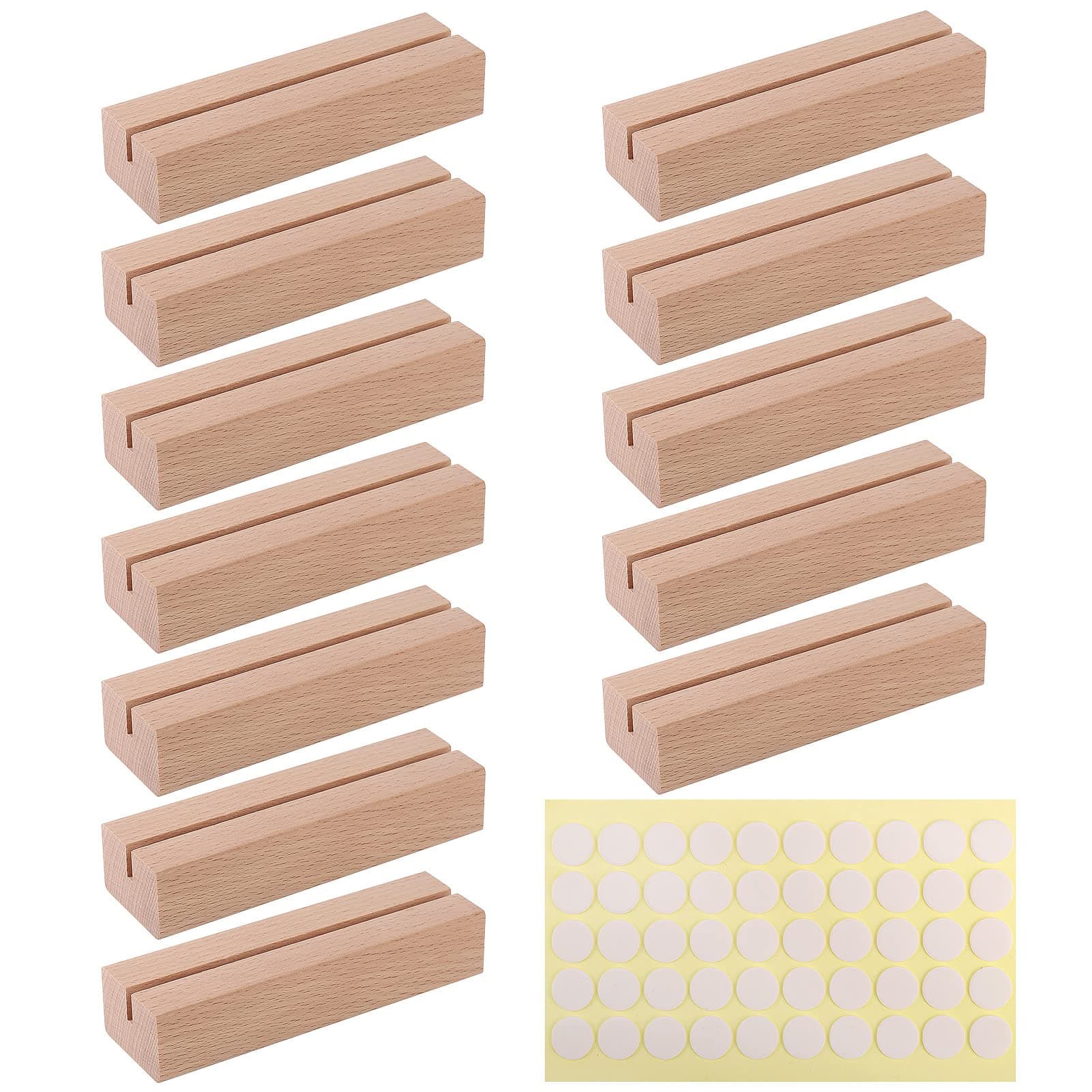 Zocipro 12 Stück Kartenhalter Holz,Tischkartenhalter, Menükartenhalter, Holzständer für Fotos,Holzfuß für Tischkarten für Restaurants Hochzeiten Bankette und Partys Fotoständer (10x3x2cm)