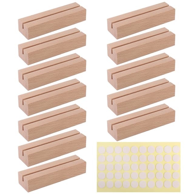 Zocipro 12 Stück Kartenhalter Holz,Tischkartenhalter, Menükartenhalter, Holzständer für Fotos,Holzfuß für Tischkarten für Restaurants Hochzeiten Bankette und Partys Fotoständer (10x3x2cm)