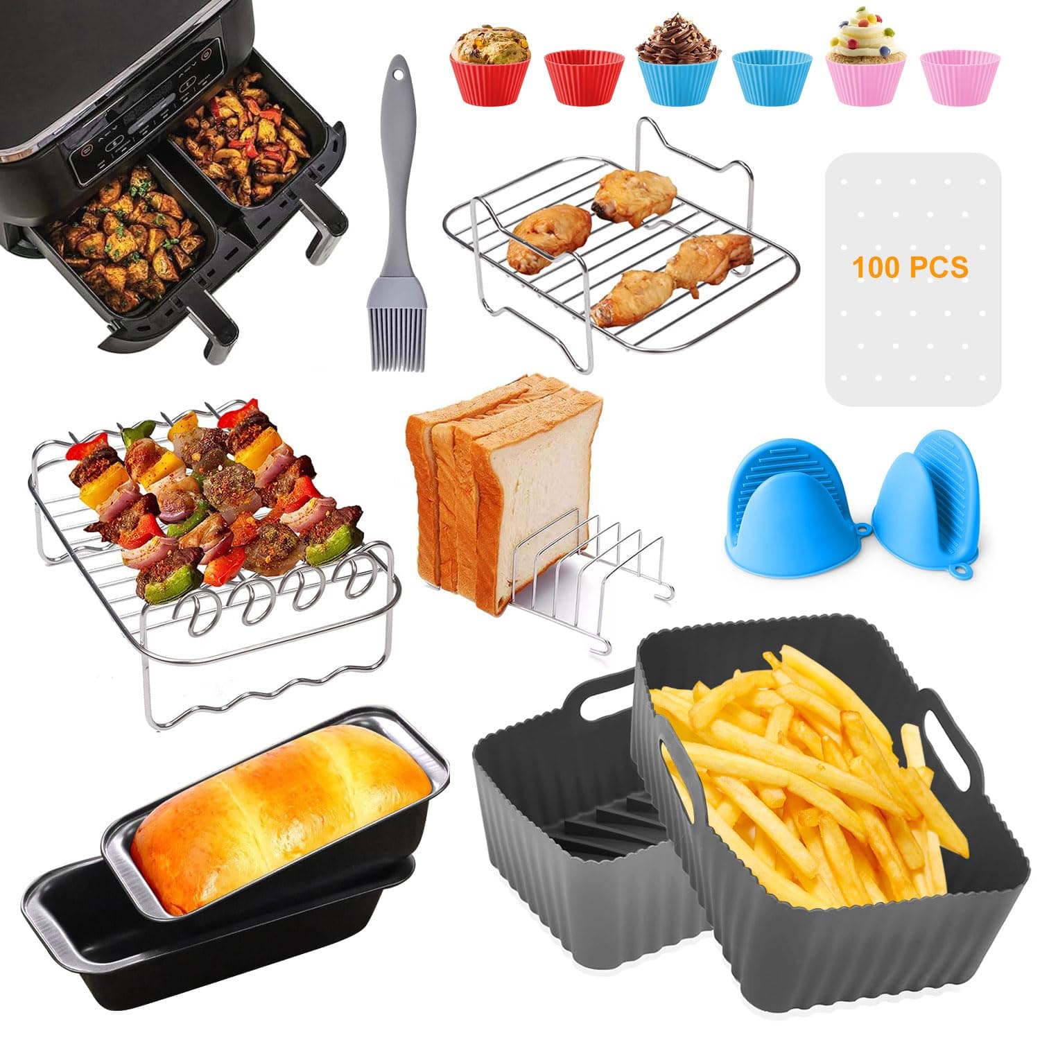 Ninja Heißluftfritteuse Zubehör, Airfryer Zubehör für Ninja Foodi Max Dual Zone AF500EU AF400EU AF300EU 7.6L-10.4L Und anderen Dual Zone Air Fryer, Ninja Airfryer Zubehör, Air Fryer Accessories For Ninja AF300/400/500EU Air Fryer