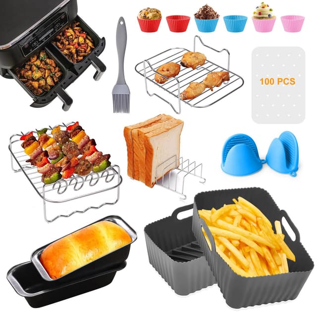 Ninja Heißluftfritteuse Zubehör, Airfryer Zubehör für Ninja Foodi Max Dual Zone AF500EU AF400EU AF300EU 7.6L-10.4L Und anderen Dual Zone Air Fryer, Ninja Airfryer Zubehör, Air Fryer Accessories For Ninja AF300/400/500EU Air Fryer