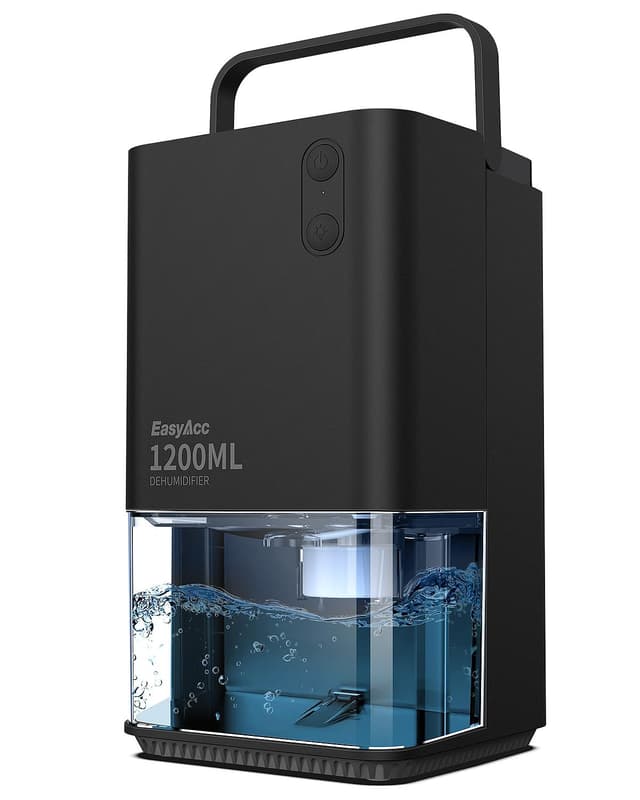 EasyAcc Luftentfeuchter,1200ml Elektrischer Entfeuchter,0.96kw/24H Energiesparend Klein Leise Tragbarer Raumentfeuchter mit Automatischer Abschaltung und Schlafmodus Dehumidifier für Büro und zu Hause 1200ml Schwarz