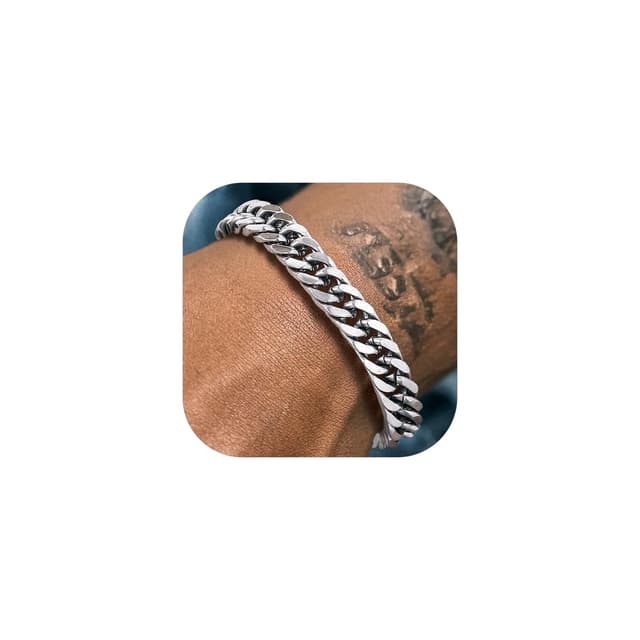 Richsteel 8/12/17mm Panzerkette Armband Edelstahl/Gold Cuban Gliederarmband Punk Kubanischer Armband mit Geschenkebox für Valentinstag Geburtstag 19.0 Zentimeter A 8mm Silber