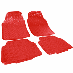 eSituro Universal Fußmatten Automatten Aluminium ALU Chorm Look Rot