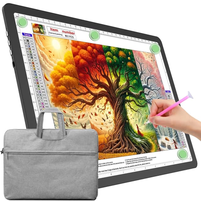 TOHETO A4 Leuchttisch mit Tasche für Diamantmalerei, Ultraheller Leuchtkasten mit Seitliche Tasten, LED Licht Pad zum Nachzeichnen, Lichtplatte Lichttafel zum Skizzieren, Zeichnen, Designen (Schwarz) Schwarz A4 mit Tasche