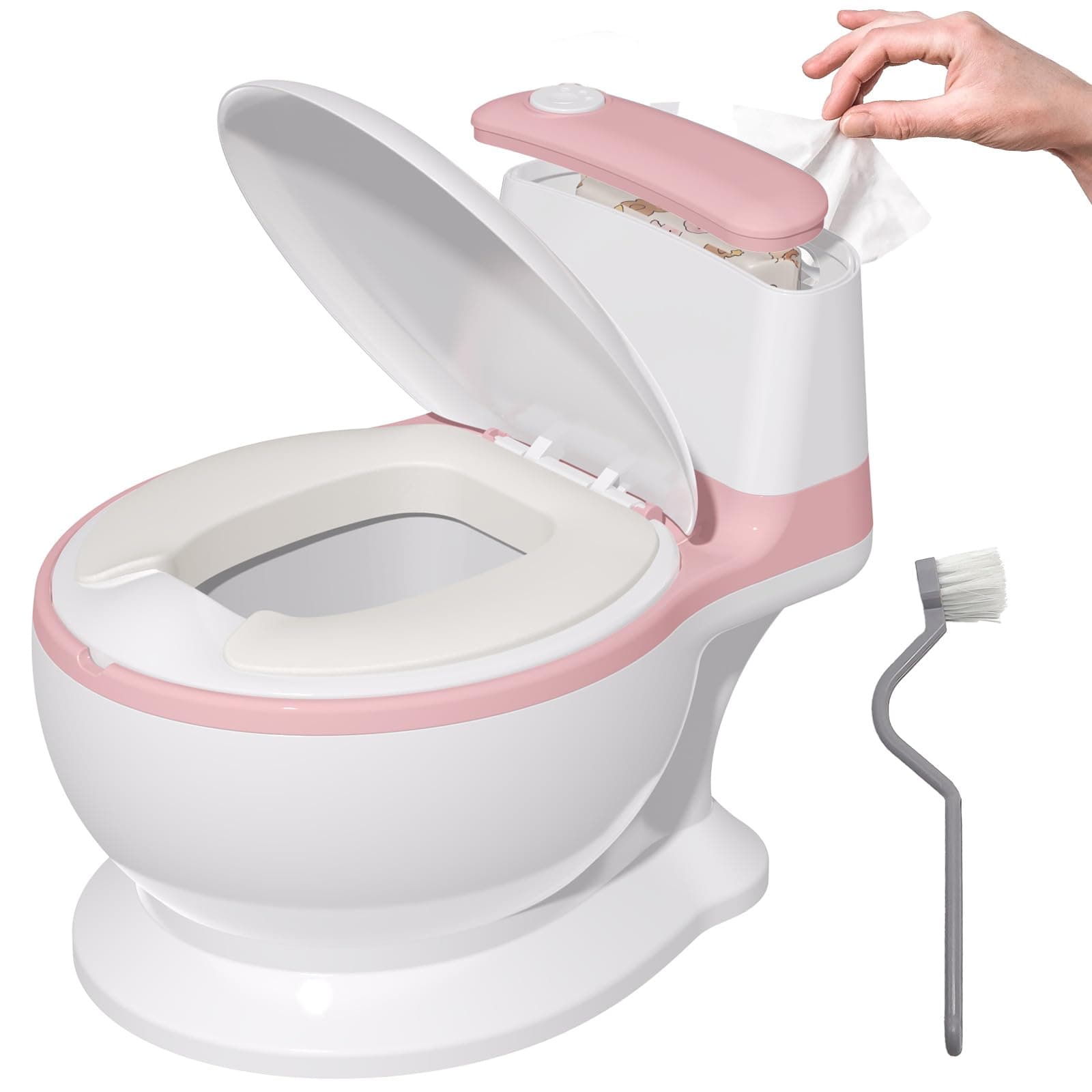 Töpfchen für Kinder, Toilette - Papiertücher-Design, Weicher Toilettensitz, Rutschsicher, Ergonomisches Toilettentrainer - Abhaltetöpfchen Baby, Potty Töpfchentraining für Mädchen Kleinkinder (Rosa) Rose