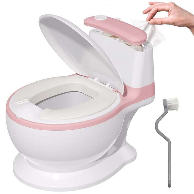 Töpfchen für Kinder, Toilette - Papiertücher-Design, Weicher Toilettensitz, Rutschsicher, Ergonomisches Toilettentrainer - Abhaltetöpfchen Baby, Potty Töpfchentraining für Mädchen Kleinkinder (Rosa) Rose