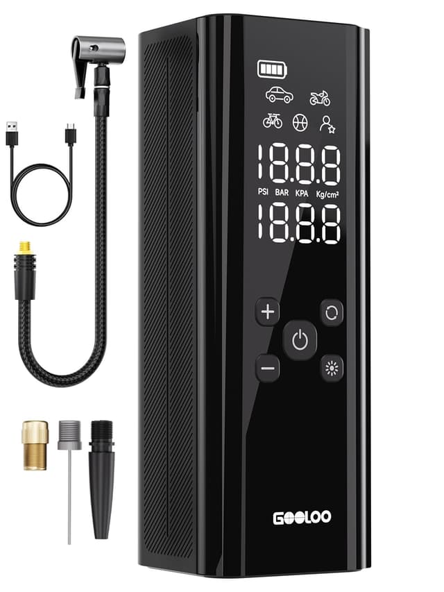GT150 Elektrische Luftpumpe, 4X schneller Mini Kompressor 7500mAh Akku-Kompressor für Auto Wiederaufladbar Elektrische Fahrradpumpe mit Akku Fahrradpumpe, Luftpumpe Fahrrad für Motorrad Bälle 150psi-gt150