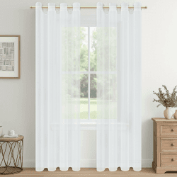 CUTEWIND Vorhänge mit Ösen Gardinen Weiss Transparent 2er Set, 225 cm Lang, 140 cm Breit, Ösenvorhang Gardienen Schals Weiß Vorhang Durchsichtig für Schlafzimmer Wohnzimmer Gardine Fenster H225 x B140 cm (2er Pack) Weiß
