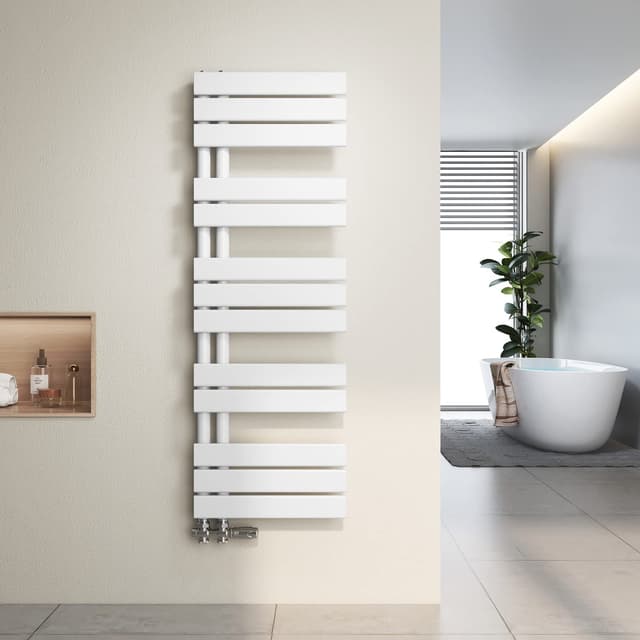 Heilmetz Badheizkörper Flach Design Heizkörper Handtuchtrockner für Badezimmer Handtuchheizkörper mit Seitenanschluss 400x1176mm Handtuchwärmer Weiß 494W 400 x 1176 mm Weiß